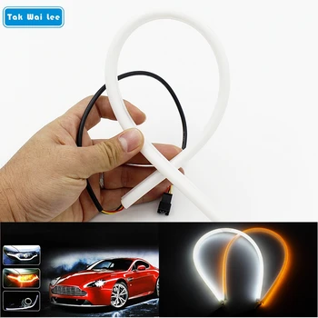 

Tak Wai Lee 2X Flexible LED DRL Daytime Running Light External Can Be Any Shape Steering Fog Lamp Car Styling White Yellow Lamp