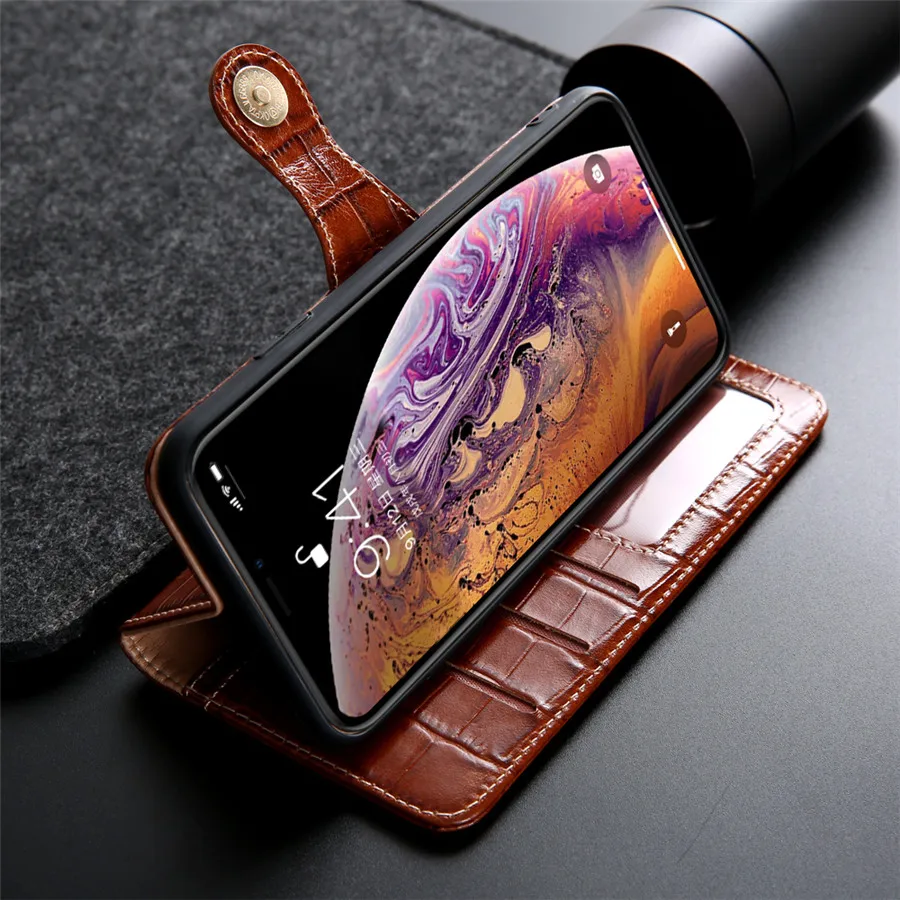 Роскошный чехол кошелек для Iphone Xs Max Xr X 8 7 Plus книжка из натуральной кожи с