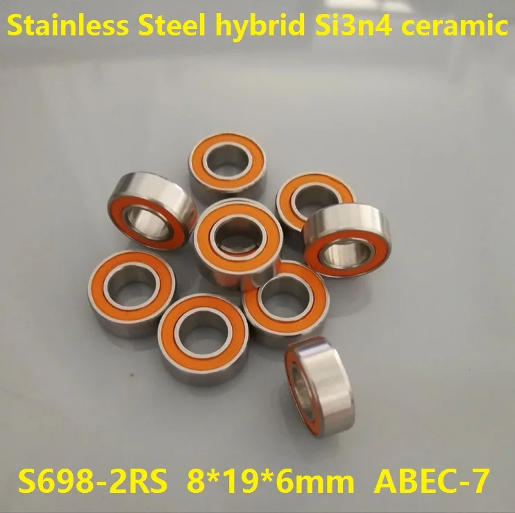 6pcs or 10pcs S698-2RS 8x19x6 mm ABEC-7 Stainless Steel hybrid Si3n4 ceramic bearing 698RS 698 2RS CB LD fishing reel 8*19*6