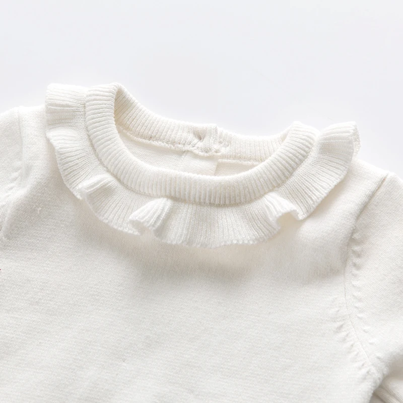 Для маленьких девочек белый оборками свитер для девочек Зимняя Одежда Топы