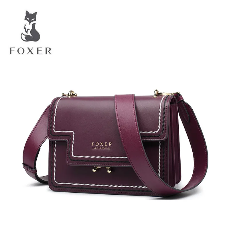 

FOXER temperament organ Messenger bag 2019 new wide shoulder strap foreign ladies single shoulder small square bag