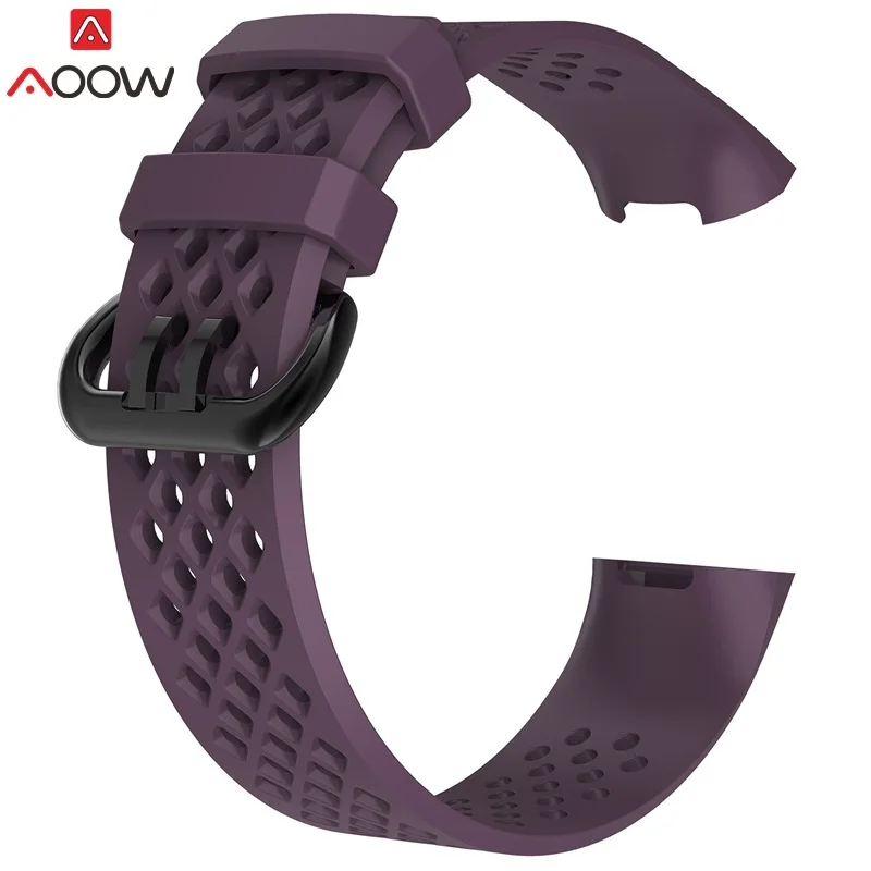 AOOW ремешок для часов Fitbit Charge 3 мягкий сменный Браслет наручных часов Ремешок для умных часов Наручные Ремни спортивные силиконовые ремешки для часов