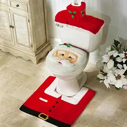 3 шт./компл. Рождественский Санта-сиденье для унитаза нескользящий коврик для ванной комнаты Toliet ковер, украшение на Рождество для дома