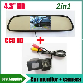 

2in1 CCD car rear view parking camera for Ssangyong Kyron Rexton Korando Actyon car backup rearview camera + car mirror monitor