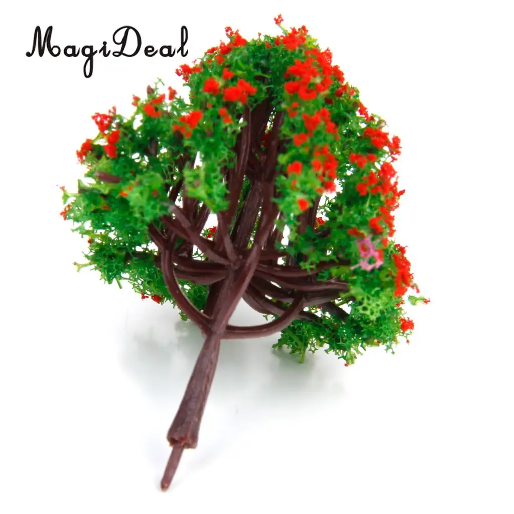 10Pcs/Lot Red Flower Trees Model Train Railroad Railway Street Architecture Scenery Landscape HO N Z Scale Toys for Children