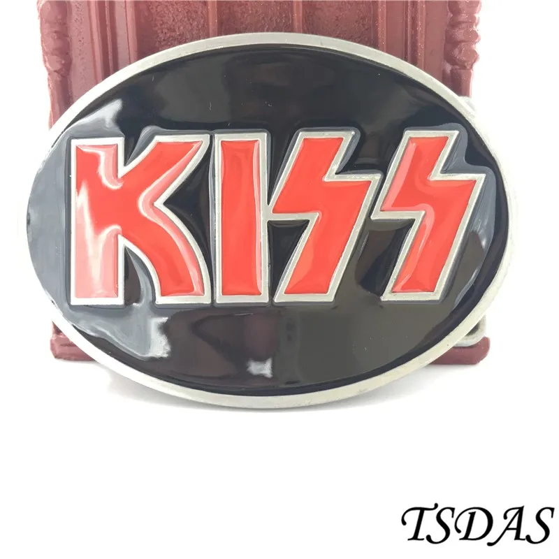 Новая овальная пряжка для ремня Kiss с черным покрытием, модный мужской ремень, аксессуары, металлическая пряжка для ремня, длина ремня 4 см - Цвет: 6