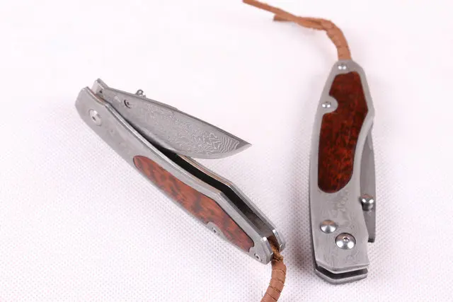 В sharp импорт дамасской стали кузнечное инструмент сбора нож складной нож Открытый самообороны нож