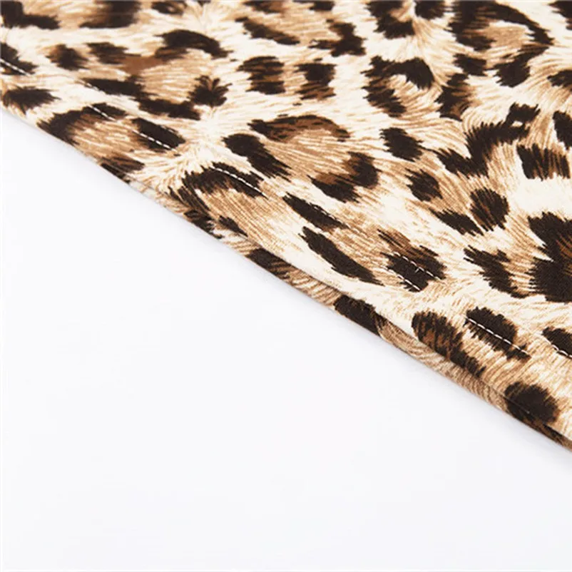 Fashion Sexy Lace-up Slim Leopard Women dress female Slim Bodycon Party Mini Dress summer Sling sleeveless Casual dress N23 (2)