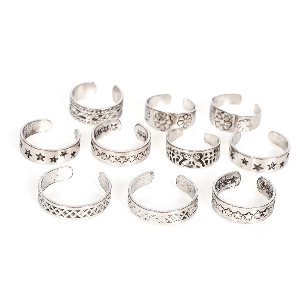 

2019 New Hot Sale Anillos Retro Bohemia Foot Rings Female Carved Flower Tibetan Toe Open Cuff Boho Beach Jewelry Drop Shipping