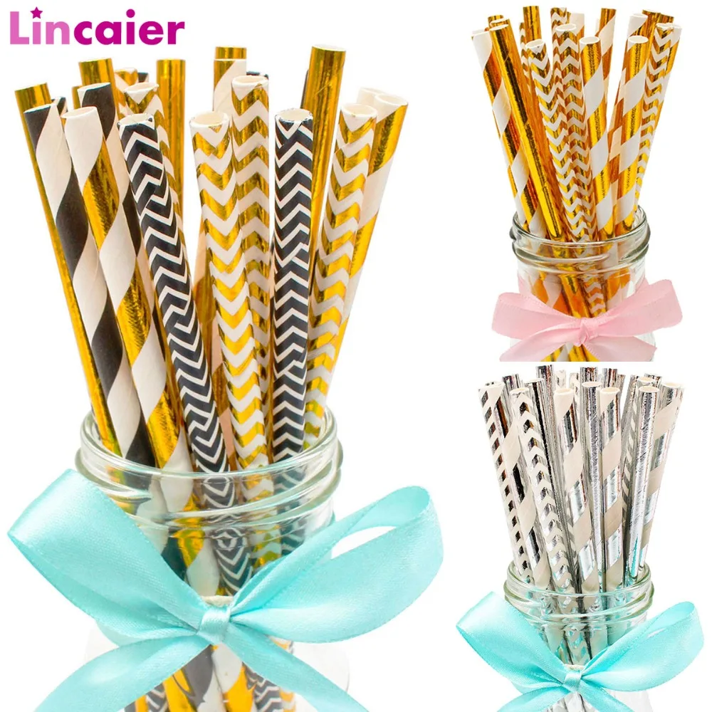 

25Pcs Striped Paper Drinking Straws Graduation Party Decoration 2019 Graduated Supplies Grad Congrats Wedding Birthday