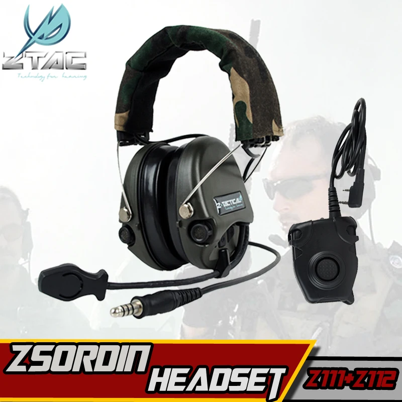 Тактические наушники Z TAC Softair Sordin тактические Z112 PTT Midland kenwood для стрельбы активные