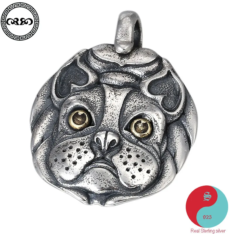 

Retro Solid Real 925 Silver Sterling Necklace vintage lucky The birth of the Zodiac dog animal pet pendant necklace