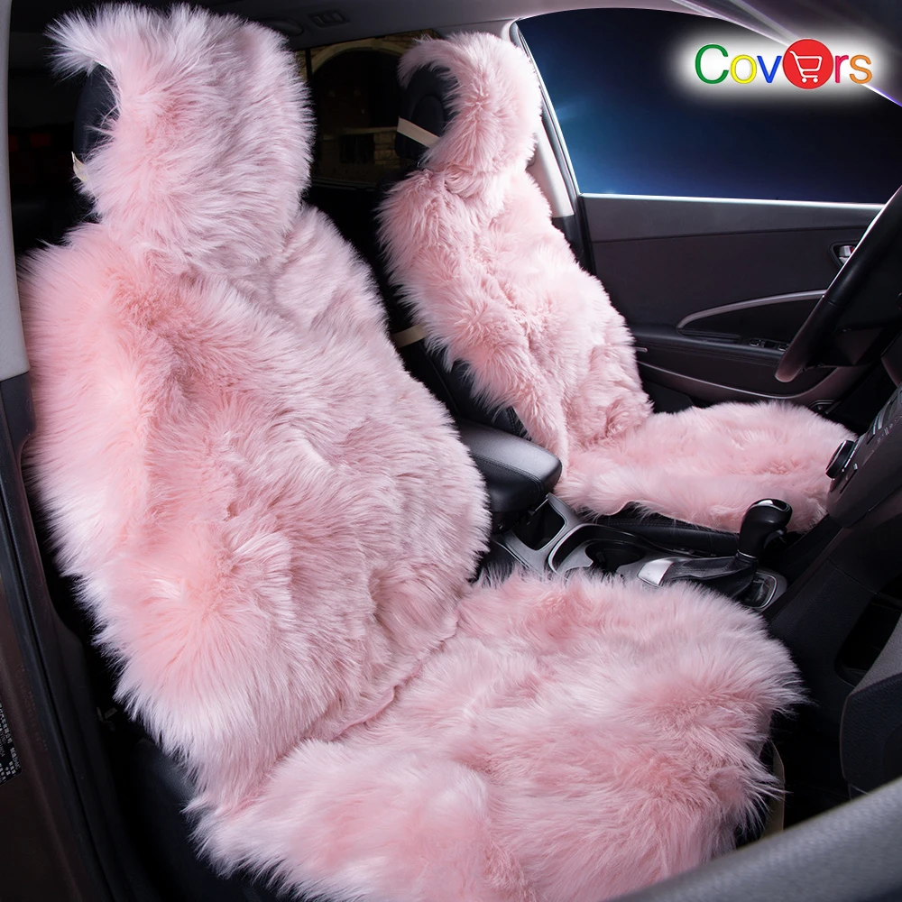 

COVERS 2 pcs/set Long Faux Fur Seat Cover, Universal Artificial Plush Car Seat Covers, 9 Color Cute Plush Seat Cushion LFFS02