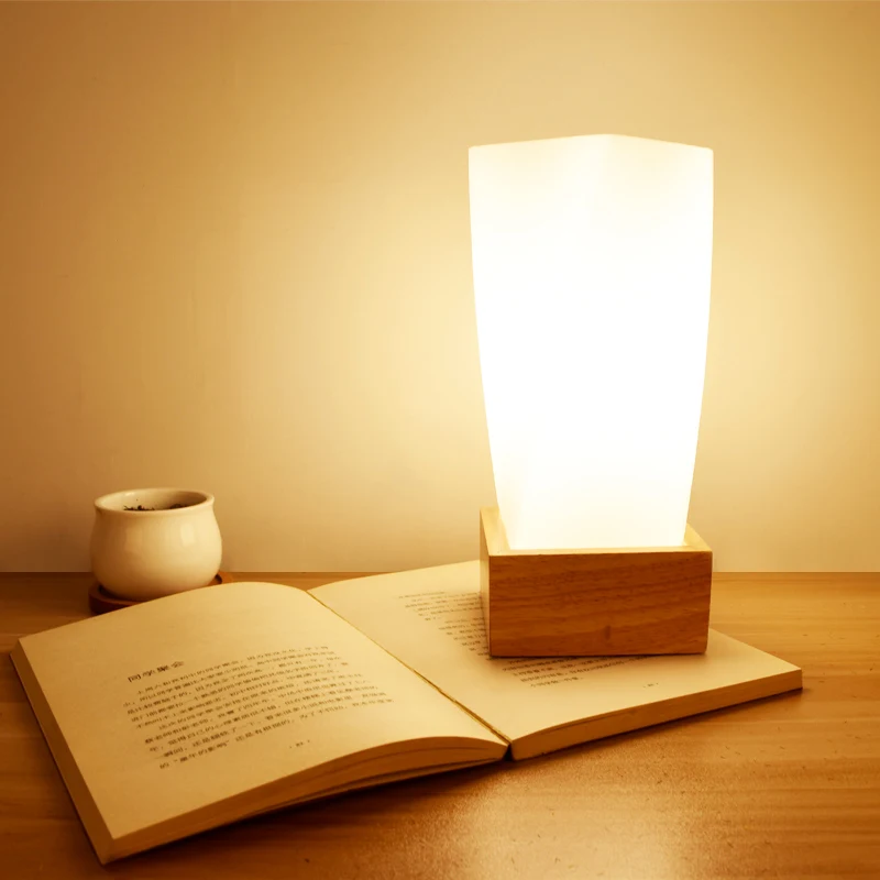 

table lamp Home lights Table Lamps Real Picture E27 Wood for Bedroom or Living room wooden desktop lamp EU