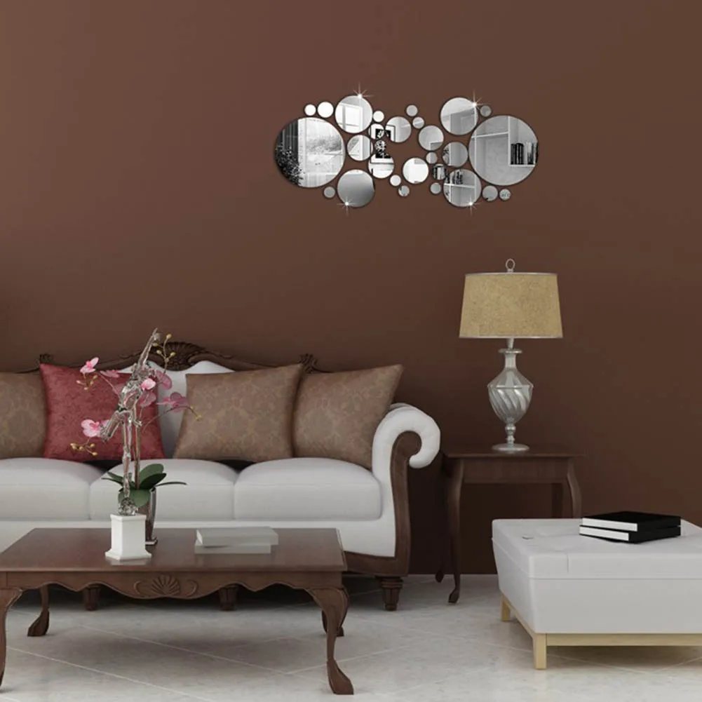 26 قطعة/المجموعة الاكريليك DIY الزخرفية مرآة الحائط ملصقات صديقة للبيئة غرفة المعيشة الزخرفية مرآة ملصق-30