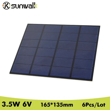 

SUNWALK 6pcs 3.5W 6V PET Laminated Processing Solar Cell Panel Polycrystalline Silicon Solar Panel for DIY Test and Education