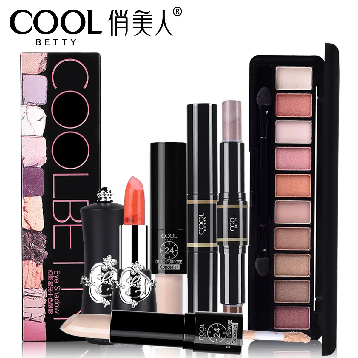 

Makeup Set Eye Shadow+Lipstick+Concealer+Highlighter 1gx10+3.8gx2+3.6g+2.5g+3.8g Makeup Brand COOLBETTY #CBS01