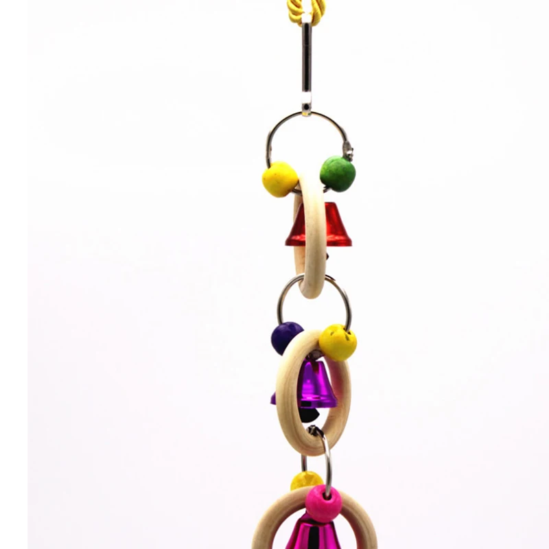 1 pcs Parrot Toys Wooden Rings Bells Hanging Cage Bird Parakeet Swing Chewing Bite Pendant Bird cage accessories Toys Supplies