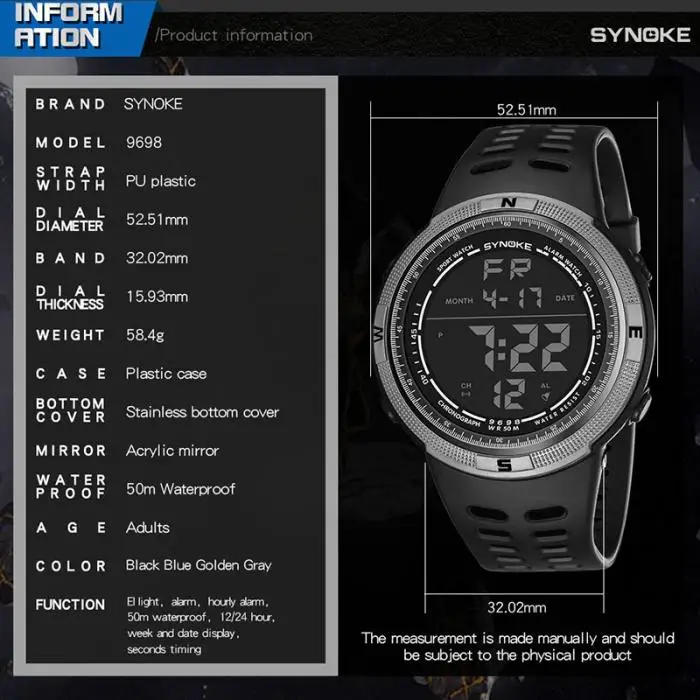 Для мужчин цифровые часы Открытый Спортивные студентов смотреть Водонепроницаемый электронные часы мужской часы LL @ 17