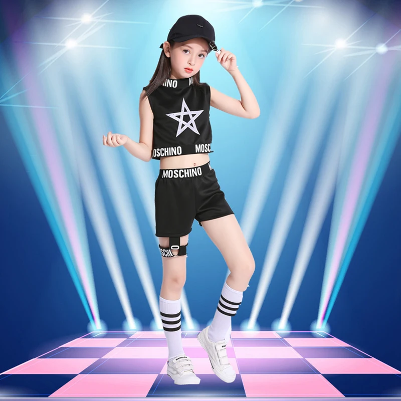 New Jazz Dance Children Performance Costume Casual Hip Hop Stage Wear Dance Costumes Jazzy Dance Wear Europer Kids Clothes