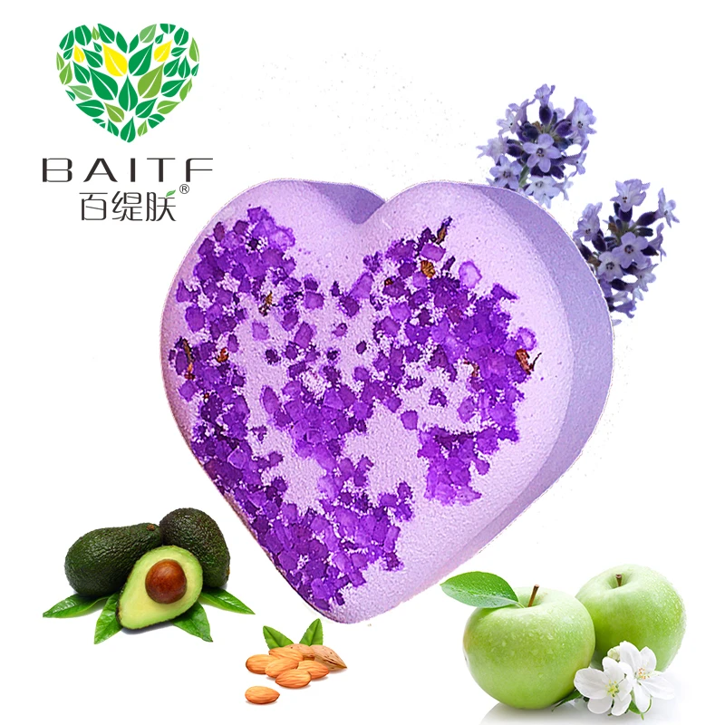 140g Heart Bubble Bath Ball 2447 Handmade Sea Salt SPA Bath Explosives Salt Dried Flowers Series of Effervescent Salt Bath Ball