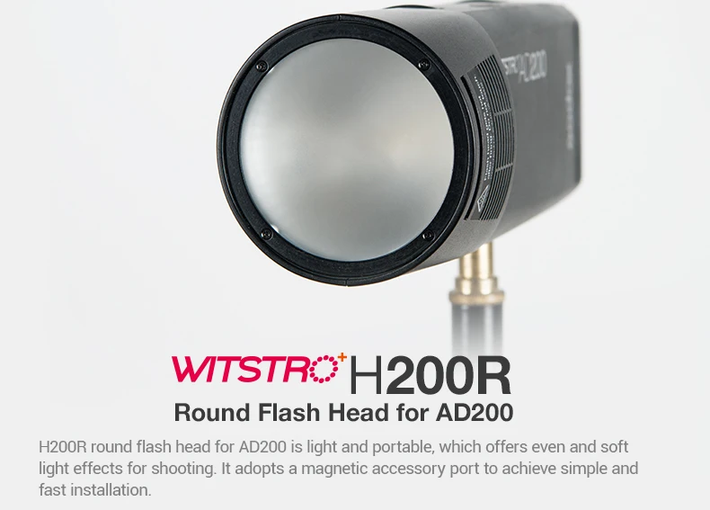 Godox AD200 Flash Accessory EC-200 WITSTRO H200R Round Flash Head Extension Head AK-R1 Color Temperature Reflector Godox