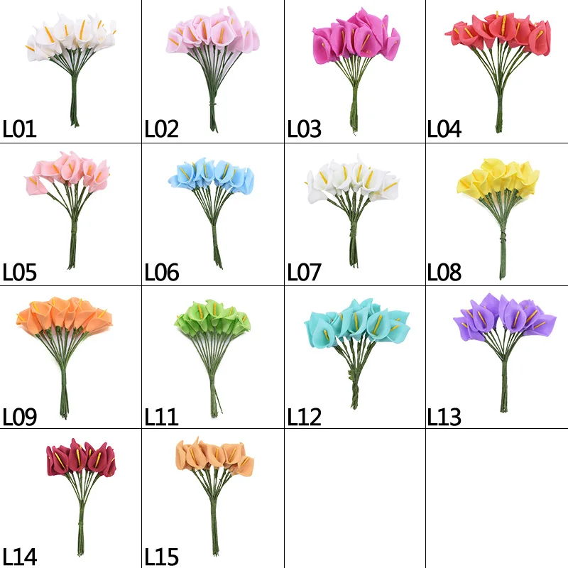 72/144 шт мини 2 см пена искусственная Калла Лилия букет поддельные цветы для DIY Свадьба День Рождения Вечеринка домашний Декор Ремесло Скрапбукинг