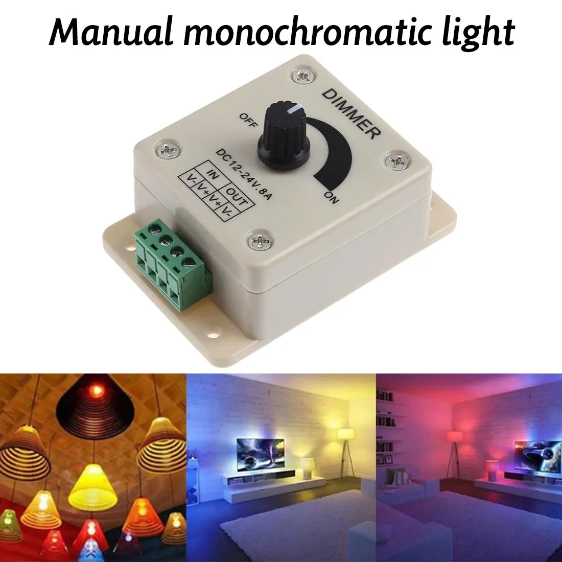 DC 12V 24V LED Dimmer Switch 8A Voltage Regulator Adjustable Controller for Strip Light Lamp | Лампы и освещение
