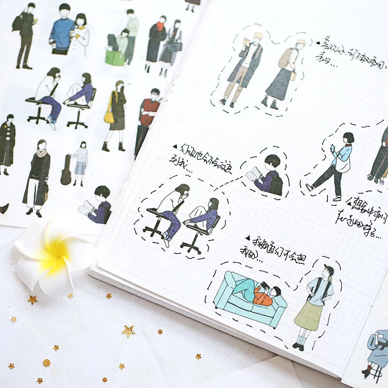 

4pcs/set Plants Bike Sticker DIY Vintage Stickers for Diary Scrapbooking Decor Adhesive Memo Pad Stationery