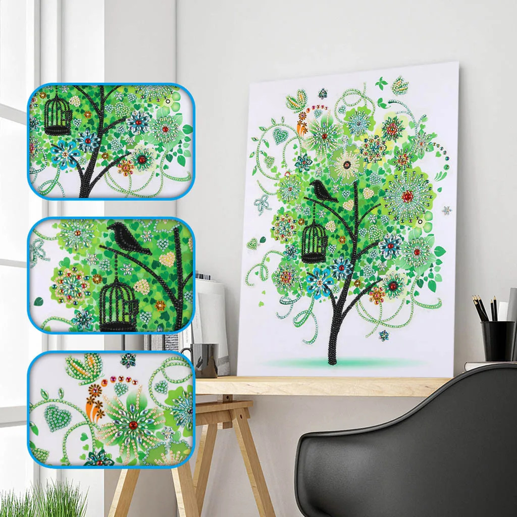 

Rhinestone picture Phoenix and four season trees Special Shaped Diamond Painting DIY 5D Partial Drill Cross Stitch home decor