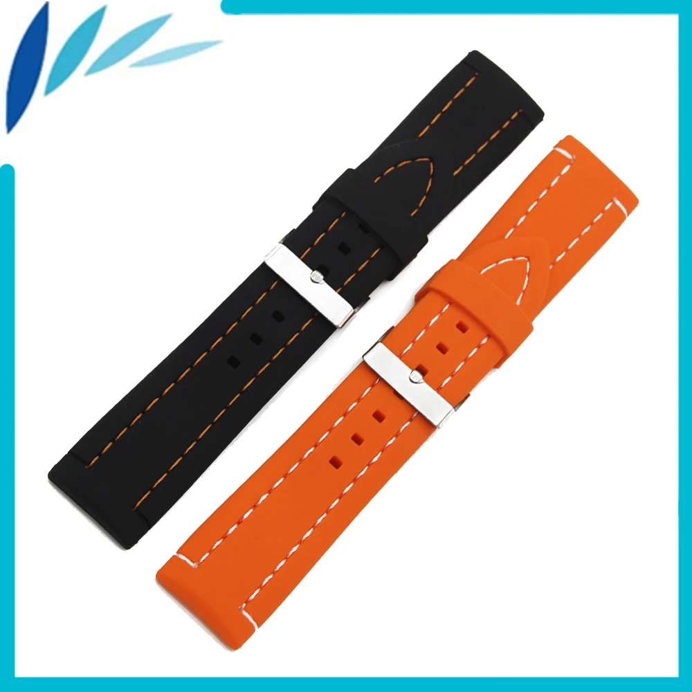 

Soft Silicone Rubber Watch Band 26mm Universal Watchband Strap Wrist Loop Belt Bracelet Men Black Orange + Spring Bar + Tool