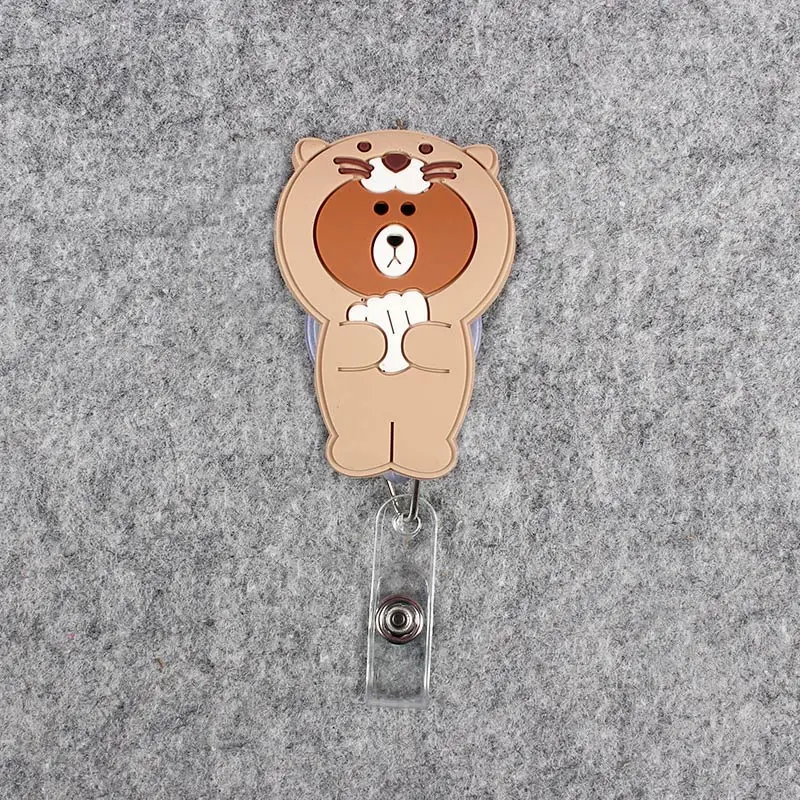 Мультфильм 60 см Силиконовые милые животные коричневый медведь раскладной держатель для бейджа студента медсестры выставки Enfermera имя удостоверение личности грудь - Цвет: 5
