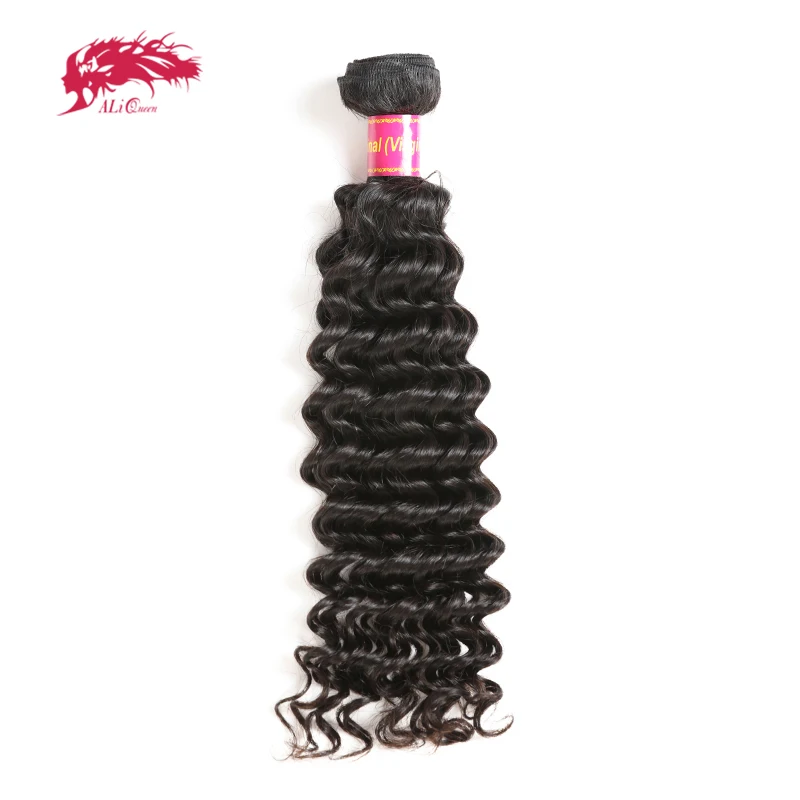 

Ali Queen Hair Products 10A Deep Wave Virgin Brazilian Hair Bundles Natural Color 12" to 30" 100% Human Hair Weave Bundles