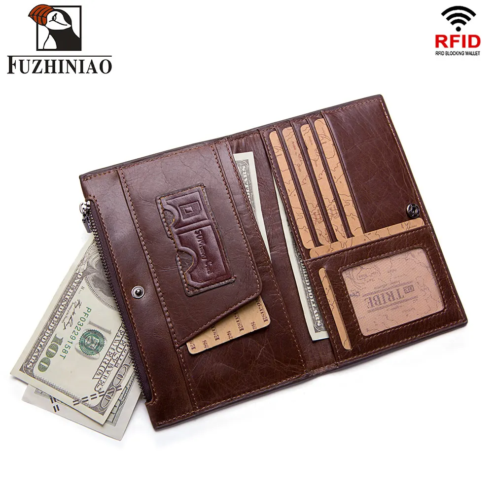

FUZHINIAO Rfid Passport Cover Genuine Leather Men Wallet Holder Coin Purse Walet Portomonee Male Card Holder Travel Case Vallet