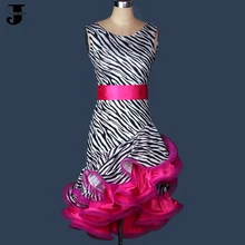 Латинский платье для танцев Для женщин/девочек Зебра/зерна леопарда Латинской Бальные платья для танцев ча-ча/Samba танец Костюмы Vestido De danza