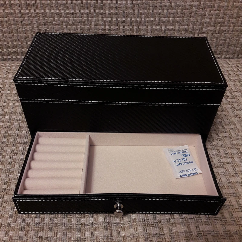 High Grade 4 Grids leather Jewelry Storage Box Container Boxes Watch Casket With Drawer Organizer Watch Jewelry Box Display Blac