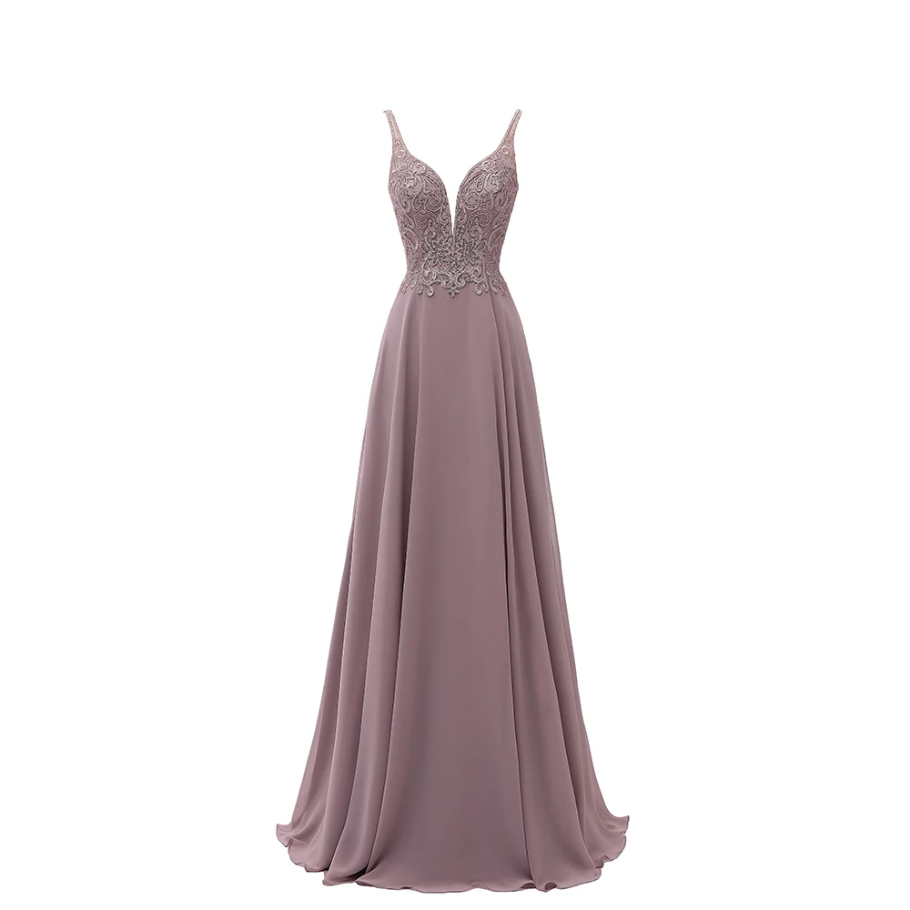 

Sexy Backless Bridemaid Dress 2019 new cheap lace Applique Bridesmaid dresses V-Neck Spaghetti Wedding Party Dress Long
