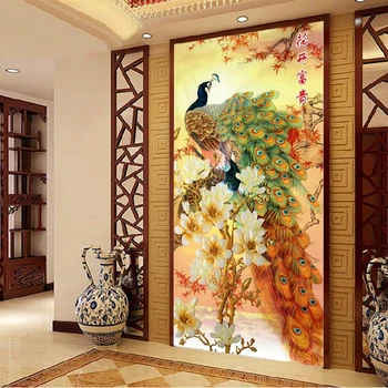 

[Super deals]120*65cm Needlework,DIY Cross stitch,Embroidery kit,Gold Fortune peace bird print pattern peacock CrossStitch decor