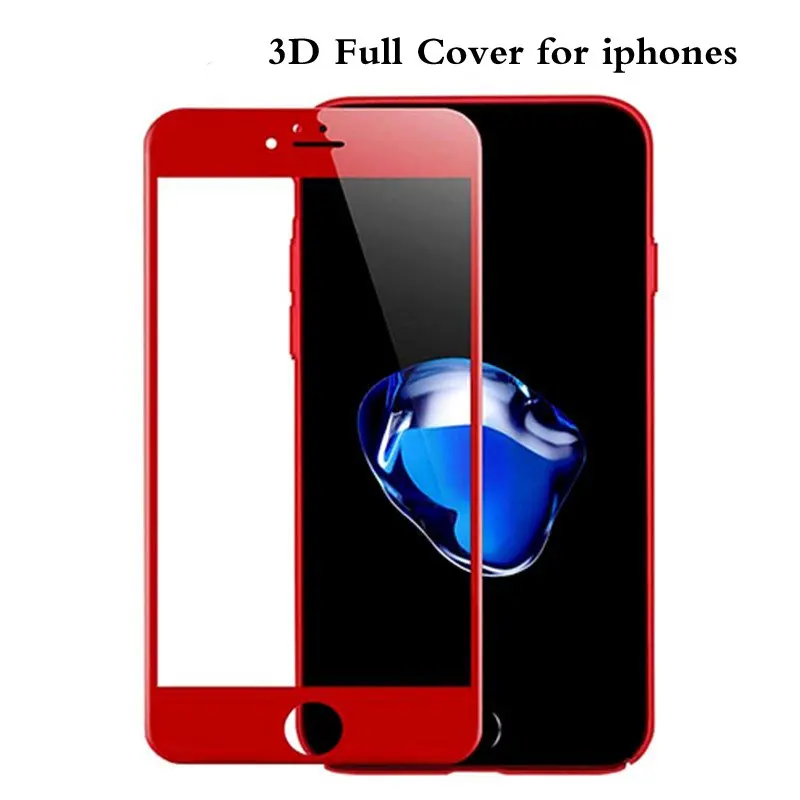 Для iPhone 6 6s 7 3D Мягкий край Полное покрытие красный глянцевый углеродное волокно Закаленное стекло Защитная пленка для экрана для iPhone 7 Plus
