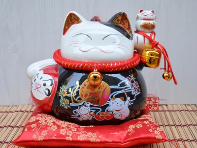 Подлинное золото Япония Lucky Cat hand негабаритных керамических украшений магазин открылся 9 дюймов праздничные подарки ремесла костюм гостиной рабочего стола - Цвет: see chart