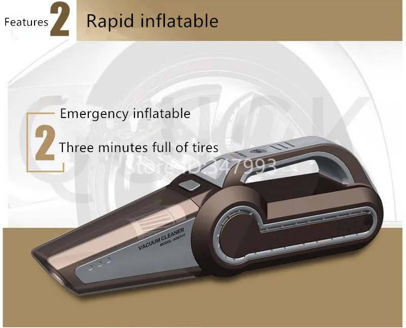 Автомобильный пылесос, насос для шин, воздушный компрессор, легкий, 4 в 1, многофункциональный, высокая мощность, 12 В, 120 Вт, сухой пылесос