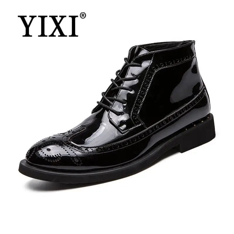 

NEW Men Bullock Boots Genuine Leather Casual Male Shoes ankle boots Cowboy Motorcycle Oxford wedding Carved Fur Boots Bluchers