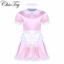 3 шт., мужские экзотические платья, платье подружки невесты для костюмированной вечеринки, костюм куклы с коротким рукавом, атласное платье с повязкой на голову и фартуком