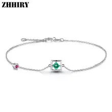 ZHHIRY натуральный изумруд драгоценный камень браслет из настоящего серебра 925 пробы браслеты для женщин ювелирные украшения
