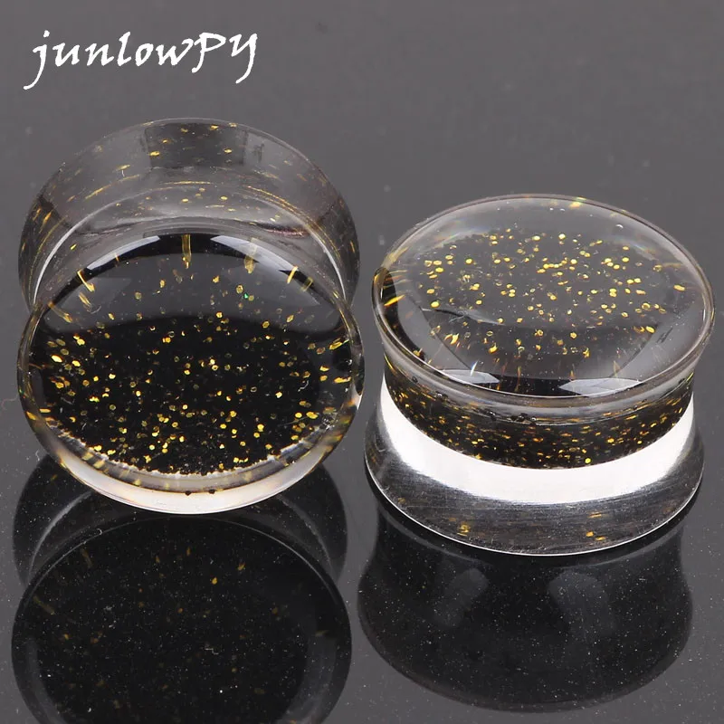 

Piercing Ear Flesh tunnel Glod Black Glitter New Ear Piercing Plug Gauge Expanders Ear Taper Stretcher Earring Body Jewelry