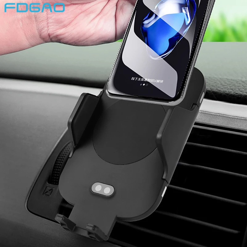 FDGAO 10W Automatic Qi Fast Wireless Car Charger Air Vent Car Mount Holder for iPhone XS Max XS X 8 Samsung S8 S9 Plus Note 9 8