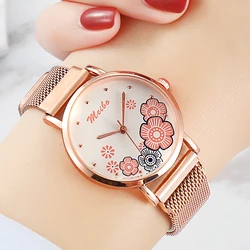Fashion Women's Watch Luxury Rose Gold Ladies Flower Bud Watch Magnetic Mesh Waterproof Female Watch Relogio Feminino Fashion Women's Watch Luxury Rose Gold Ladies Flower Bud Watch Magnetic Mesh Waterproof Female Watch Relogio Feminino