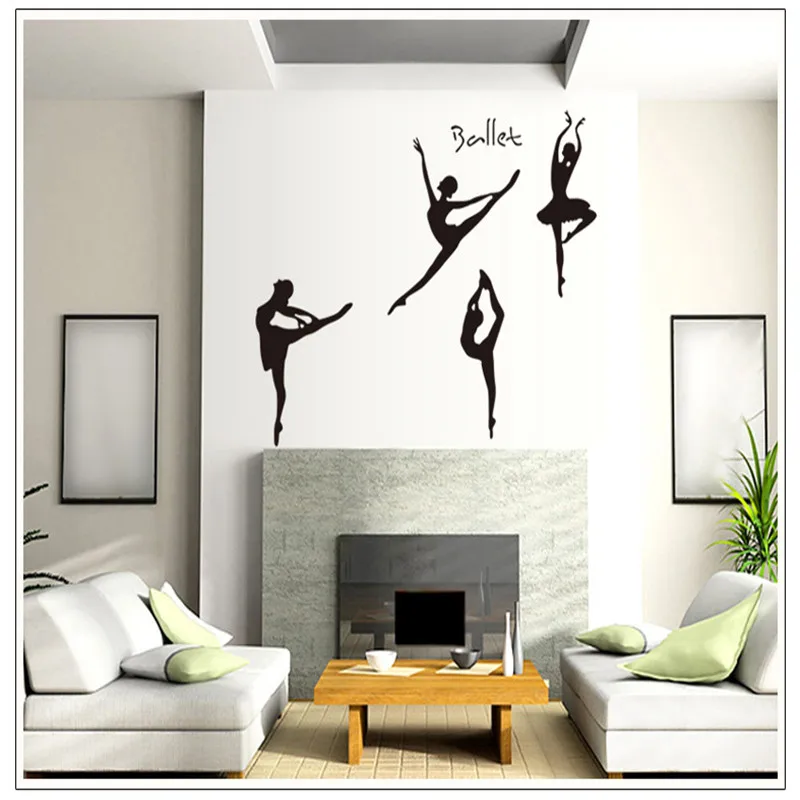 Ballet girl wall sticker Music dance studio wall art stickers School