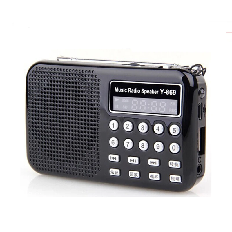 New Music Raido Speaker Y 869 With LED Light Record Functions Support FM TF Card USB Digital
