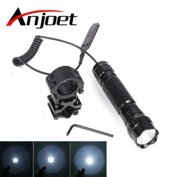 

Anjoet Tactical Flashlight XM-T6 LED Torch 1 Mode 5-Mode Light lanterna lampe For 18650 Battery Remote Pressure Switch Gun Mount